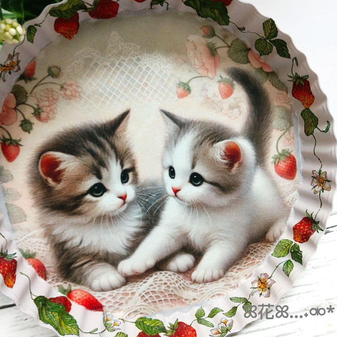 デコパージュ ꔛ‬ꕤ インテリア雑貨♡アクセサリートレイ♡小物入れ♡猫♡いちご