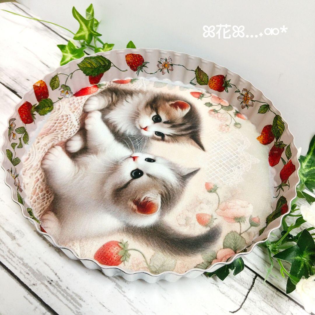 デコパージュ ꔛ‬ꕤ インテリア雑貨♡アクセサリートレイ♡小物入れ♡猫♡いちご