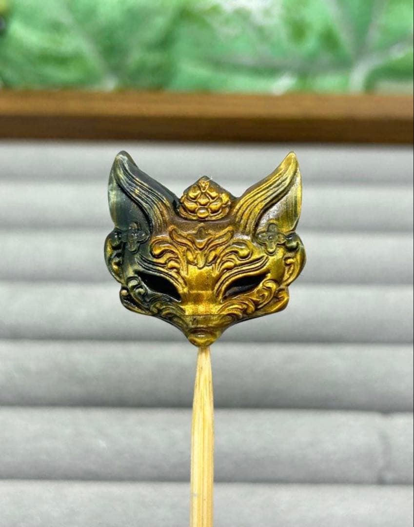 mi様　おまとめ　天然石トロレアイトパーツ　きつね仮面　No.2123