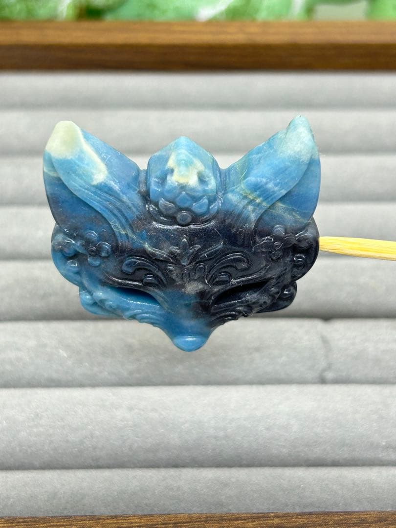 mi様　おまとめ　天然石トロレアイトパーツ　きつね仮面　No.2123