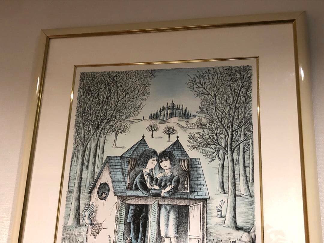 レイモン・ペイネ Raymond Paynet 二人の館 リトグラフ フランス画