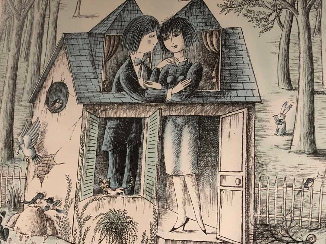 レイモン・ペイネ Raymond Paynet 二人の館 リトグラフ フランス画