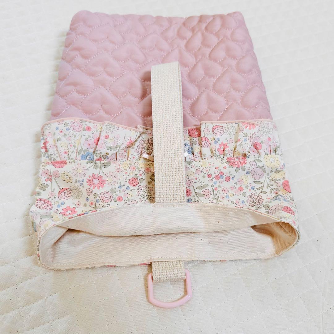 にこ　ハンドメイド　ハート　キルティング　女の子　花柄　レッスンバッグ