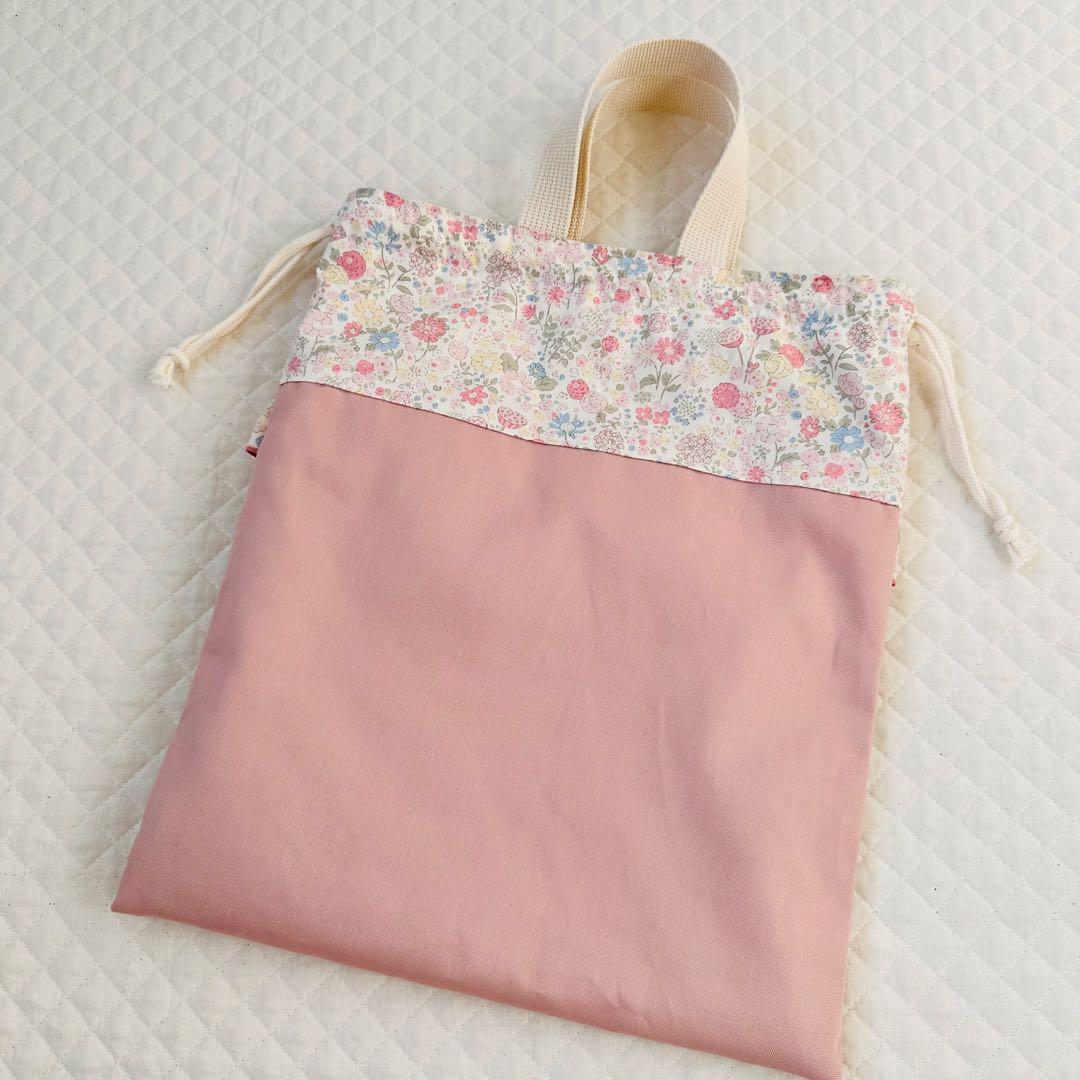 にこ　ハンドメイド　ハート　キルティング　女の子　花柄　レッスンバッグ