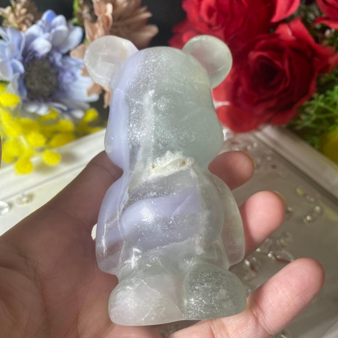 イットリウムフローライト くまさん カービング 彫物 置物