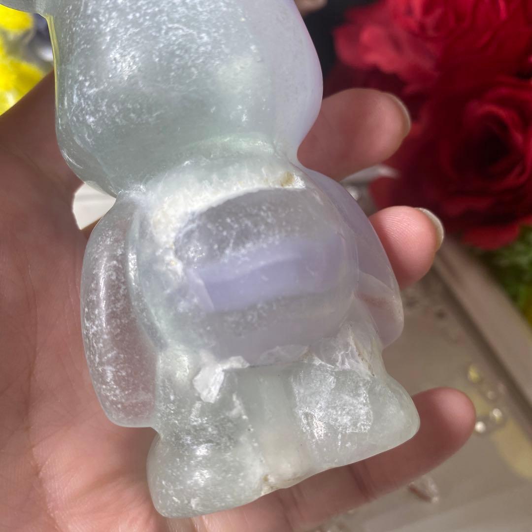 イットリウムフローライト くまさん カービング 彫物 置物