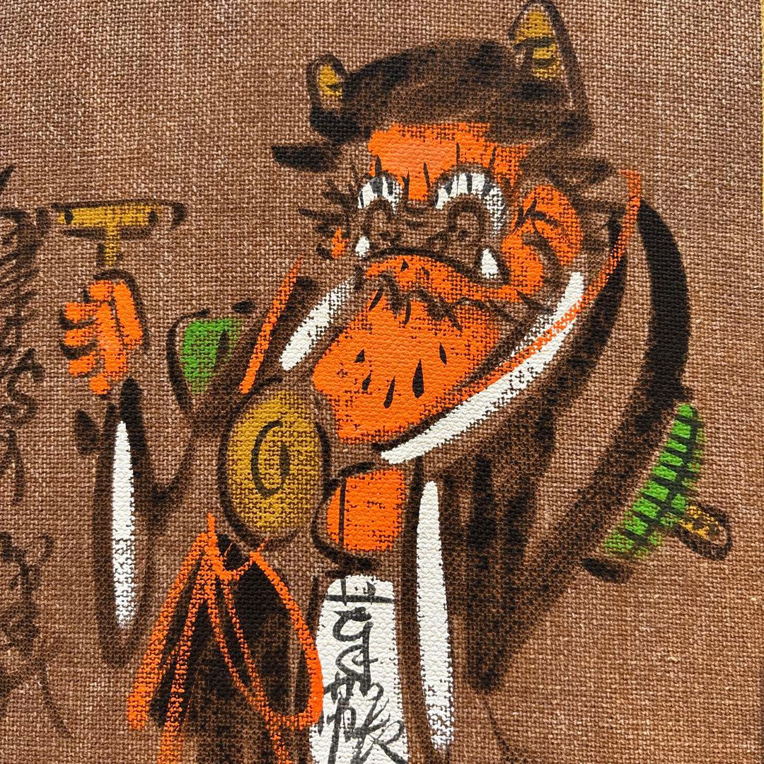 大津絵　高橋和堂　酒袋に肉筆　大型色紙