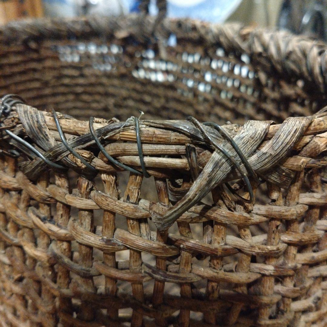 古民具 古道具 可愛いサイズ 小さめ 飴色 あけびかご 手編み