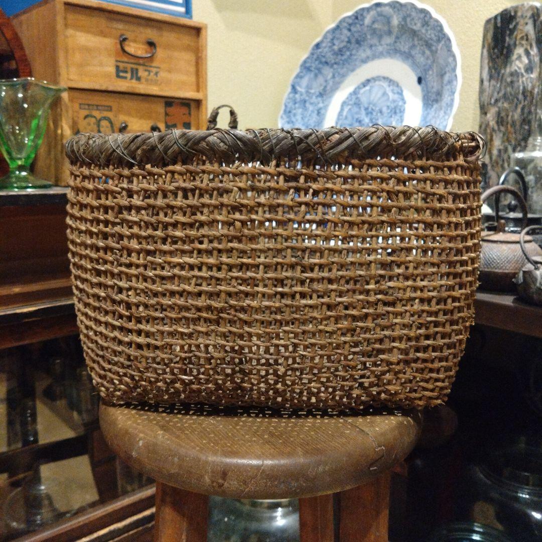古民具 古道具 可愛いサイズ 小さめ 飴色 あけびかご 手編み