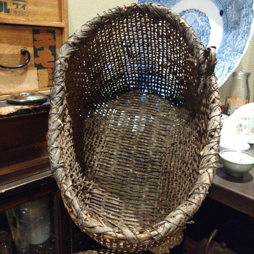 古民具 古道具 可愛いサイズ 小さめ 飴色 あけびかご 手編み
