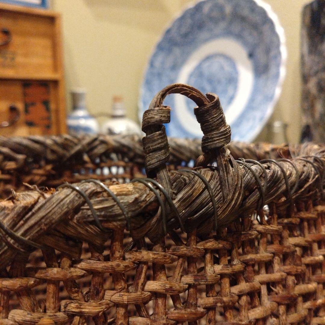 古民具 古道具 可愛いサイズ 小さめ 飴色 あけびかご 手編み