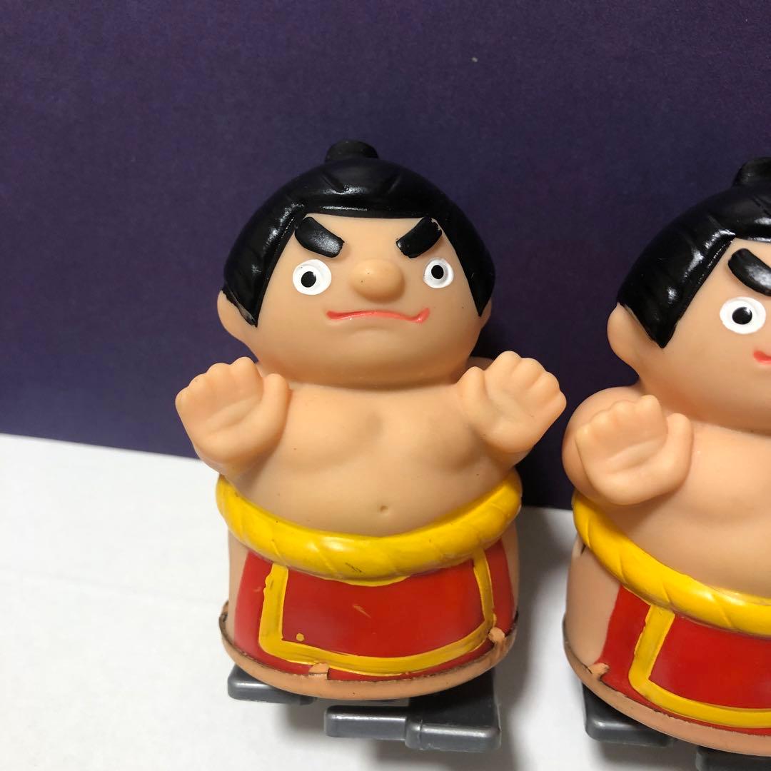 昭和レトロ　お相撲さんゲーム　ゼンマイ人形　4体　土俵付き　ソフビ人形　トミー