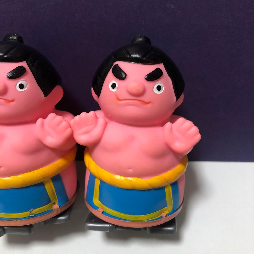 昭和レトロ　お相撲さんゲーム　ゼンマイ人形　4体　土俵付き　ソフビ人形　トミー