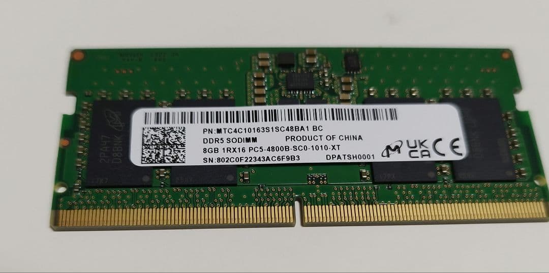 DDR5-4800 8GB Crucial ノートPC用メモリ