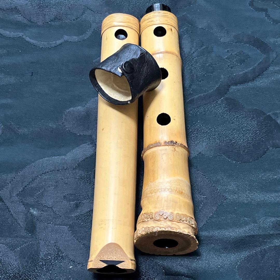 尺八 琴古流 在銘 中継ぎ緩み無し 一尺四寸管 籐巻 【音出し確認済み】状態良好