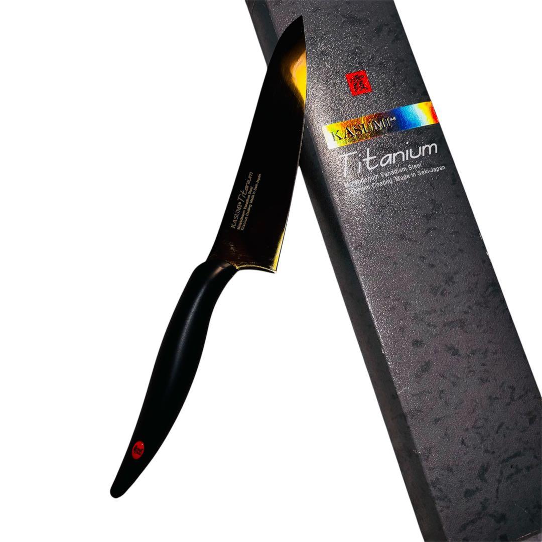 霞 KASUMI Titanium 小包丁 ゴールド13㎝