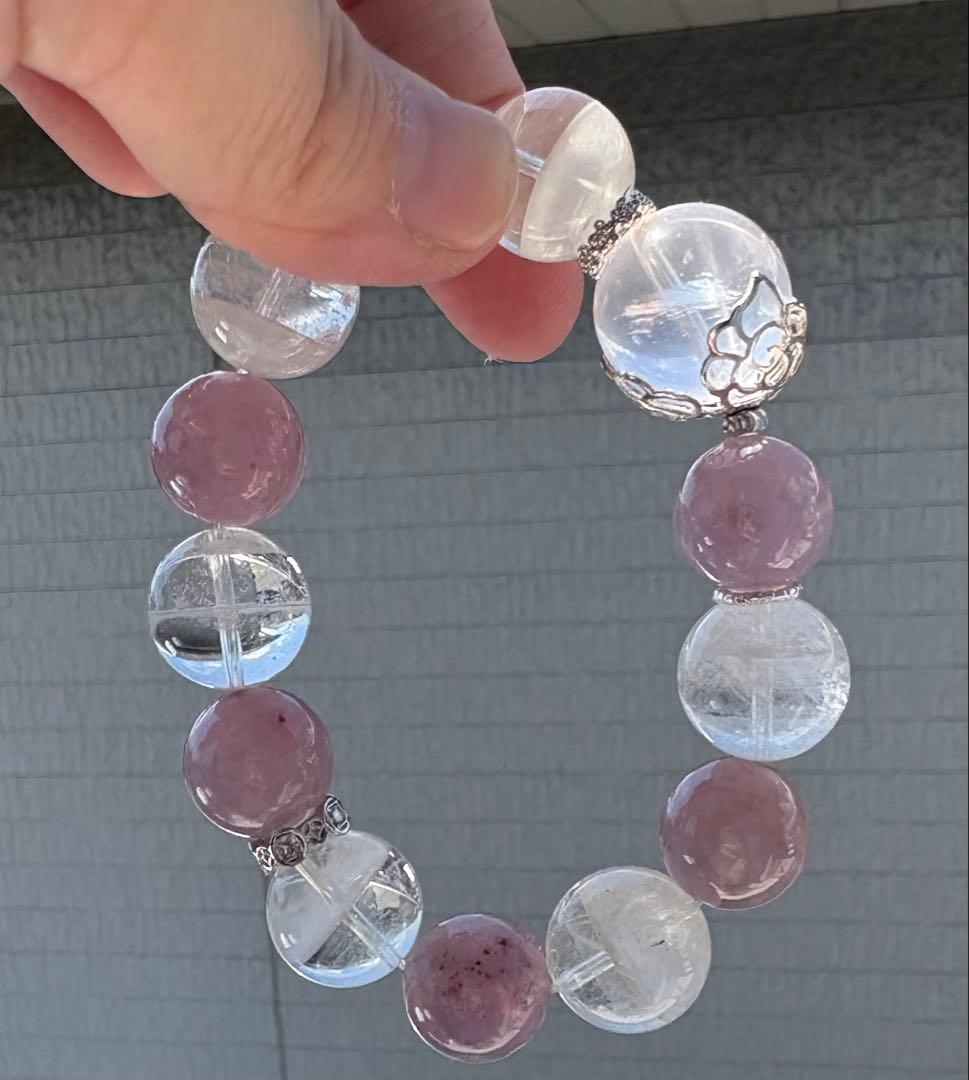 セールキラキラ天然石　ピンクマイカ&千層ガーデンブレス