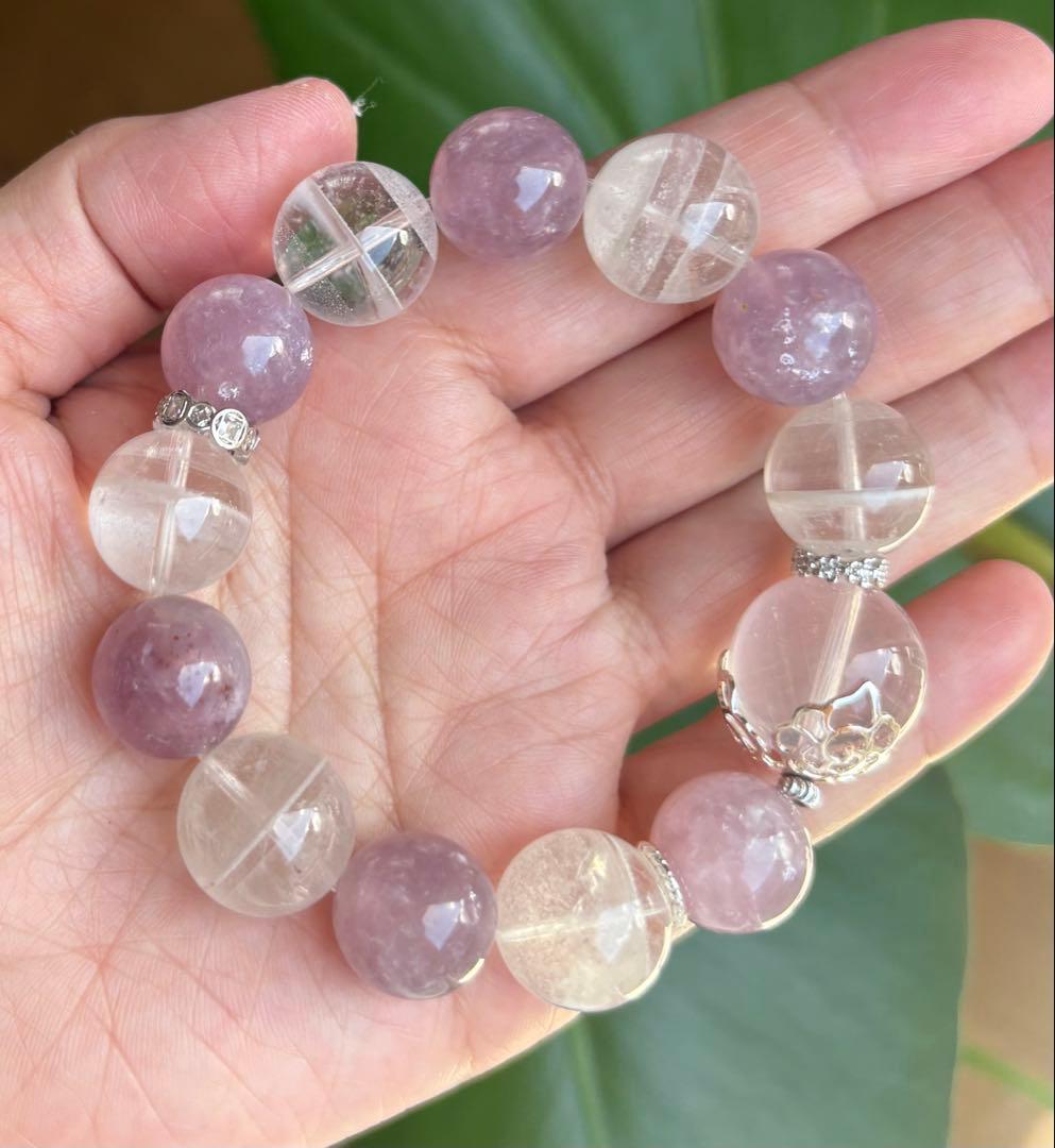 セールキラキラ天然石　ピンクマイカ&千層ガーデンブレス