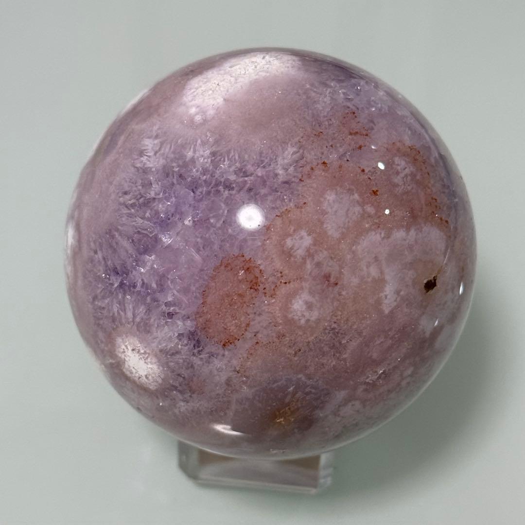 ピンクアメジストフラワーアゲート　淡ピンクパープル　スフィア　59mmブラジル産