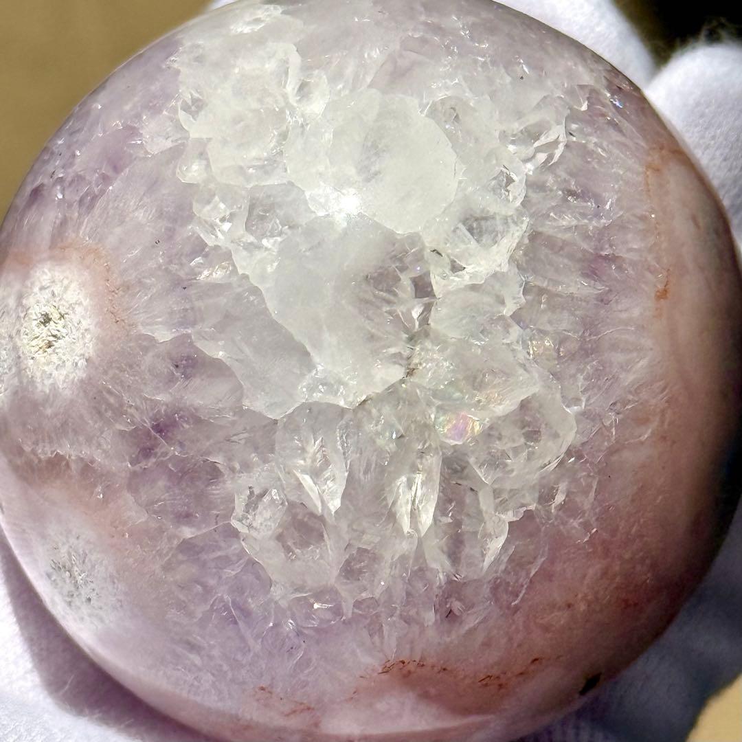 ピンクアメジストフラワーアゲート　淡ピンクパープル　スフィア　59mmブラジル産