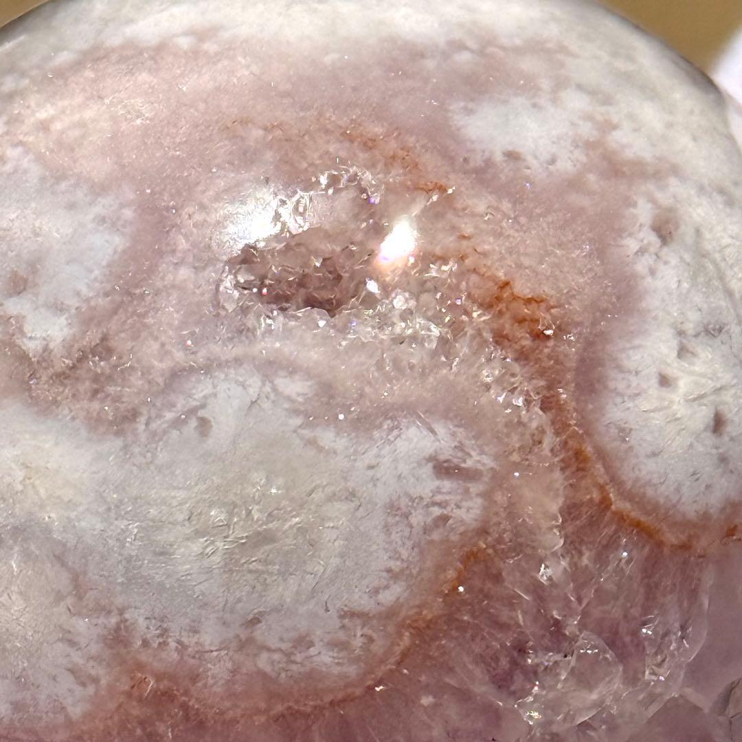 ピンクアメジストフラワーアゲート　淡ピンクパープル　スフィア　59mmブラジル産