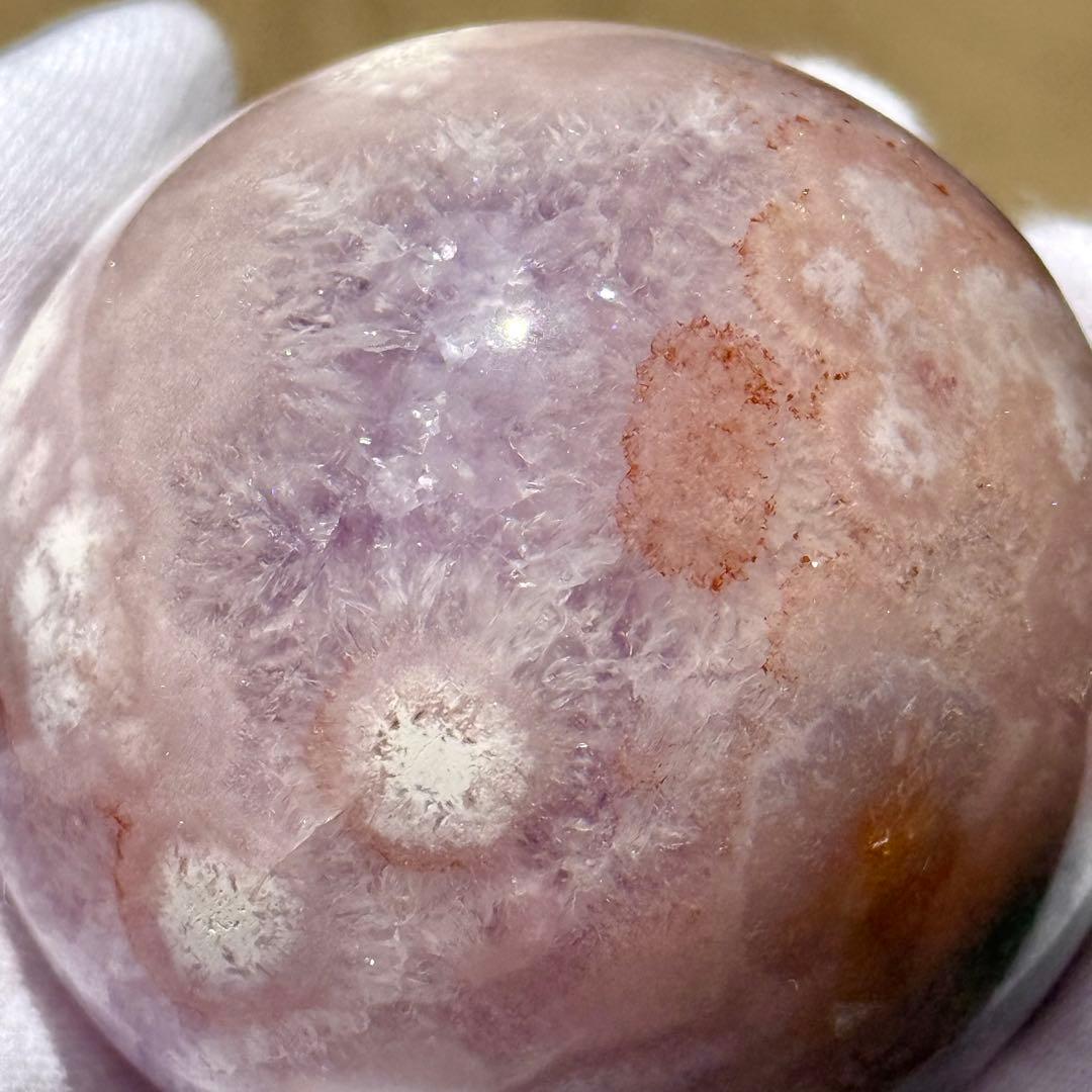 ピンクアメジストフラワーアゲート　淡ピンクパープル　スフィア　59mmブラジル産