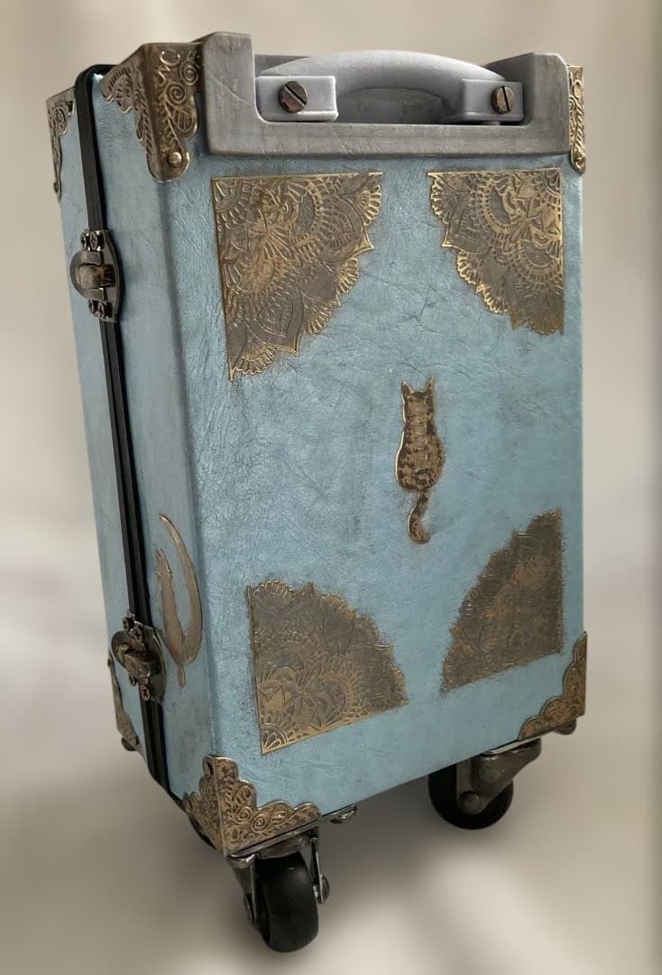 ミニチュアキャリーケース（ブルー　アンティーク風）