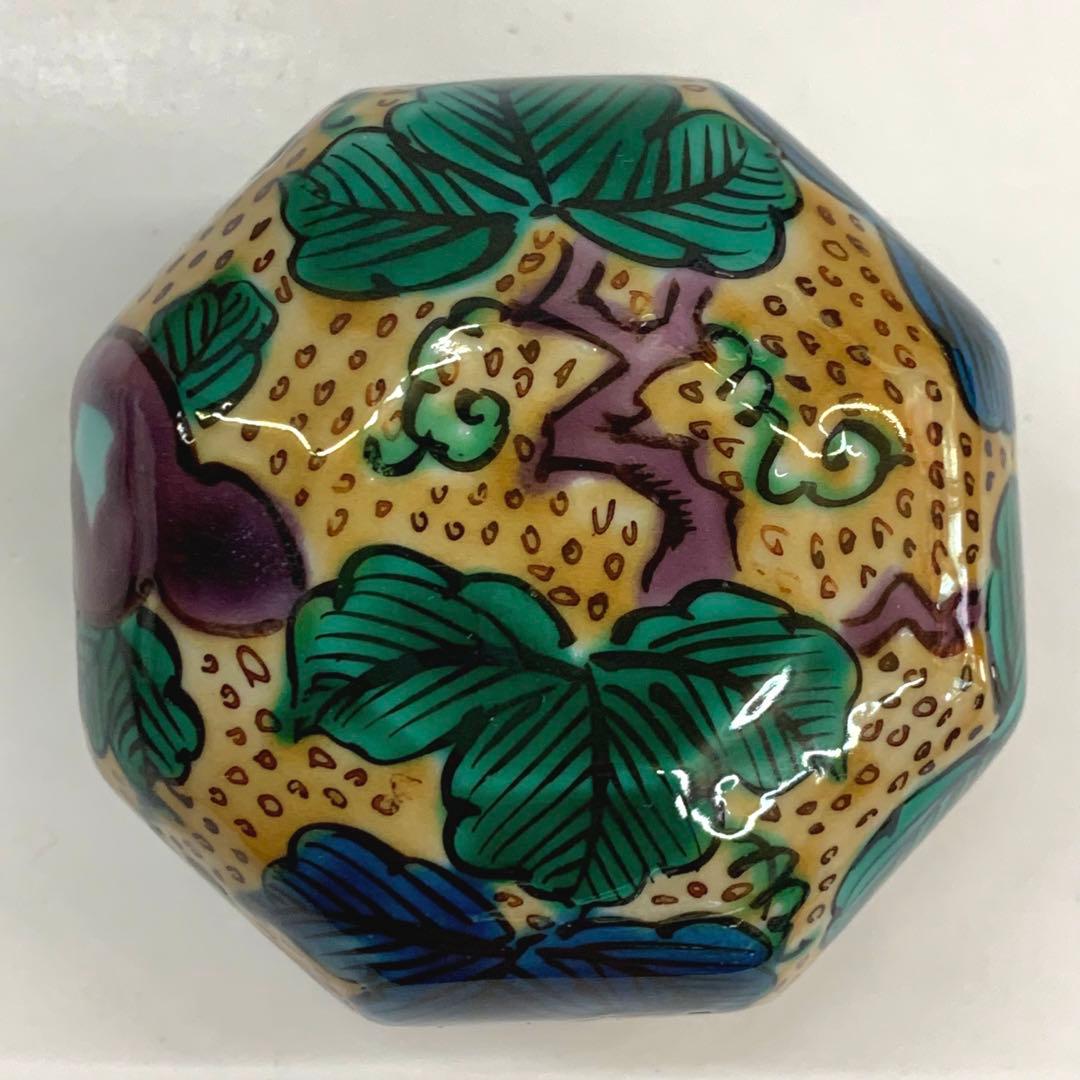 【香合　九谷焼　八角形　瓢箪文】相上芳景　圓山窯造