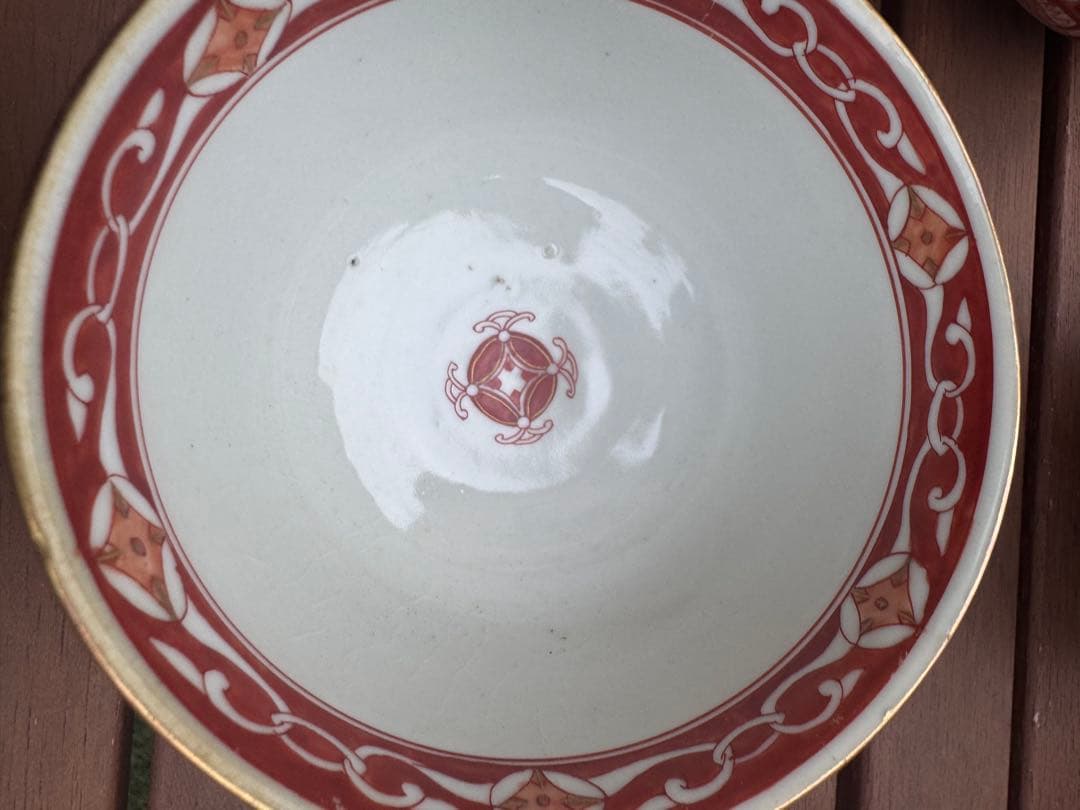 九谷焼 赤絵 茶碗 10客 骨董 アンティーク　古九谷