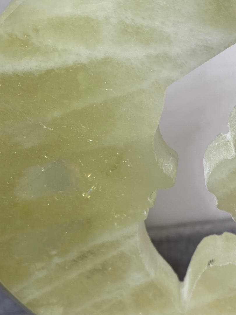 TZ468-2セール★虹入りシトリン月に乗った妖精回転台座セット天然石置物