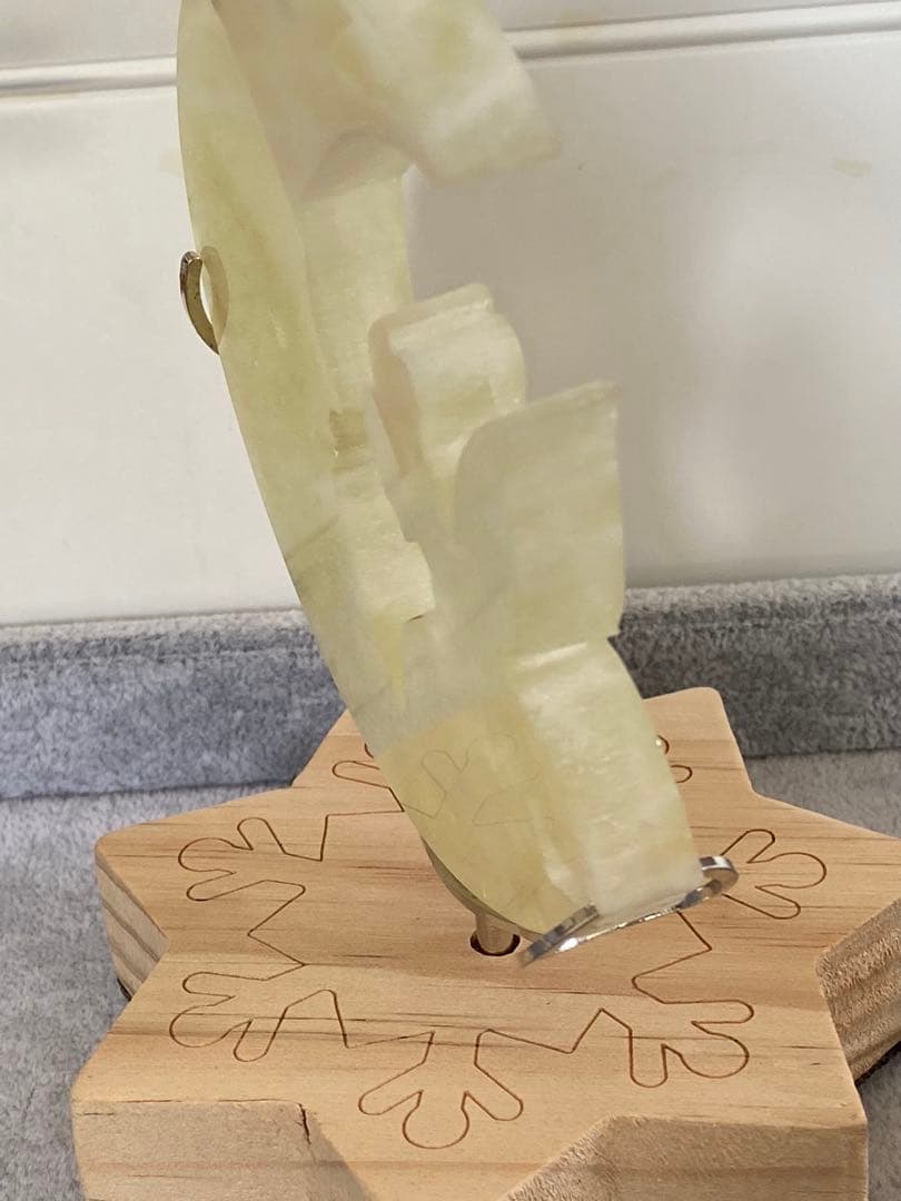 TZ468-2セール★虹入りシトリン月に乗った妖精回転台座セット天然石置物