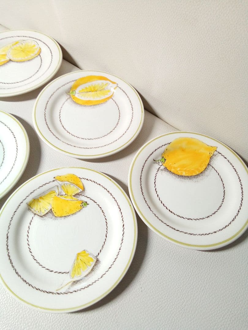 す*か様 Gien ジアン　レモン　ケーキ皿　アンティーク　希少 な 6枚 セッ