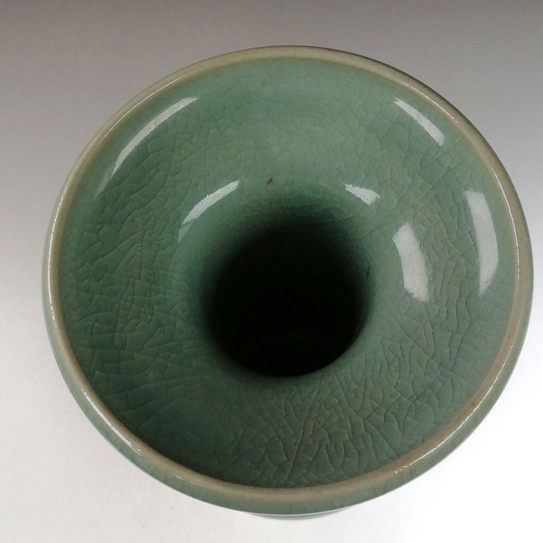 Ｗ３３４　花入　『鳳凰耳　花入』『高麗青磁』『如泉窯　李連休 作』　共箱　　花器