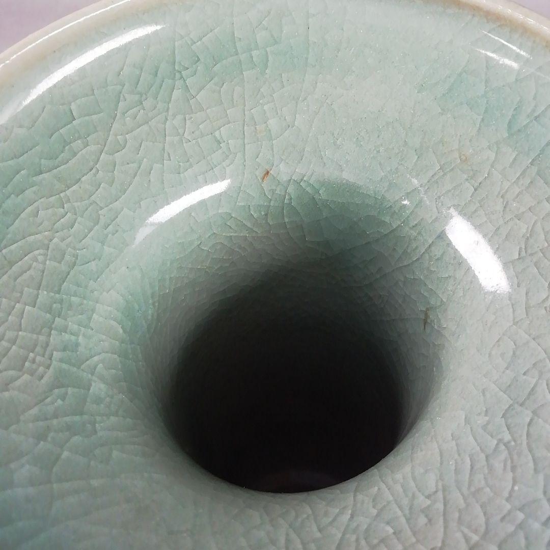 Ｗ３３４　花入　『鳳凰耳　花入』『高麗青磁』『如泉窯　李連休 作』　共箱　　花器