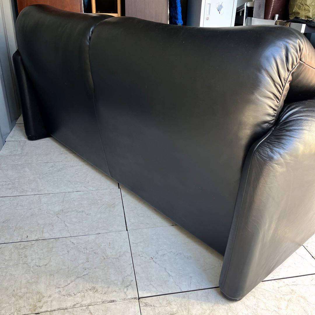 取付無料！カッシーナ マラルンガ 高級 おしゃれインテリア本革ブラック2Pソファ