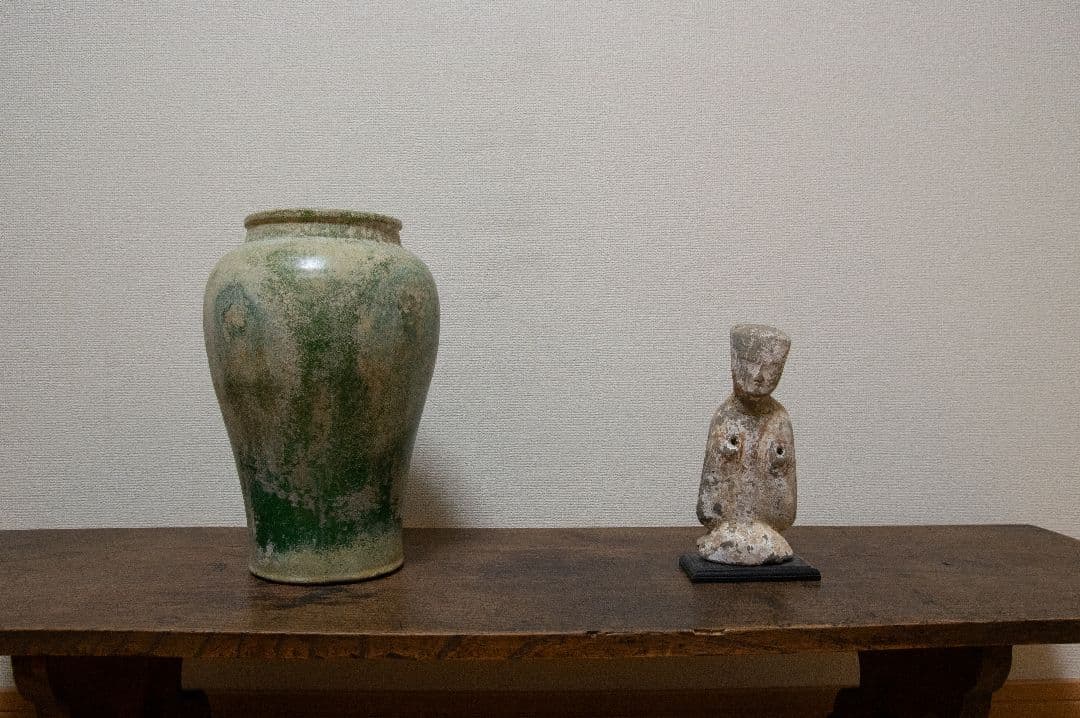 漢　陶俑　加彩　古美術　中国　仏教美術