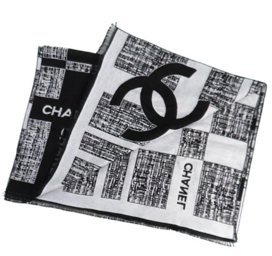CHANEL ノベルティ リバーシブル スカーフ マフラー　カシミア　シルク