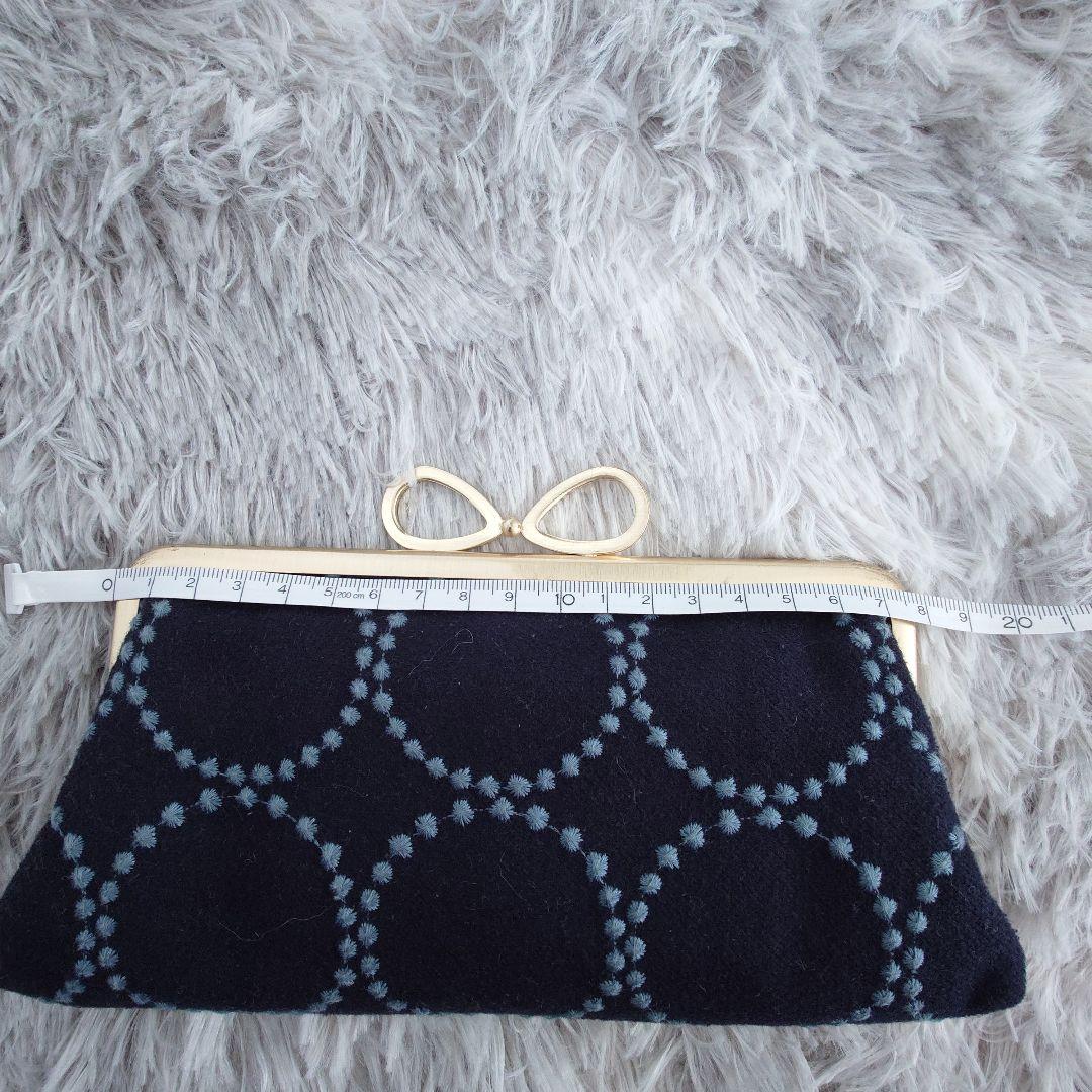 ミナペルホネン タンバリン柄 がま口長財布 ネイビー