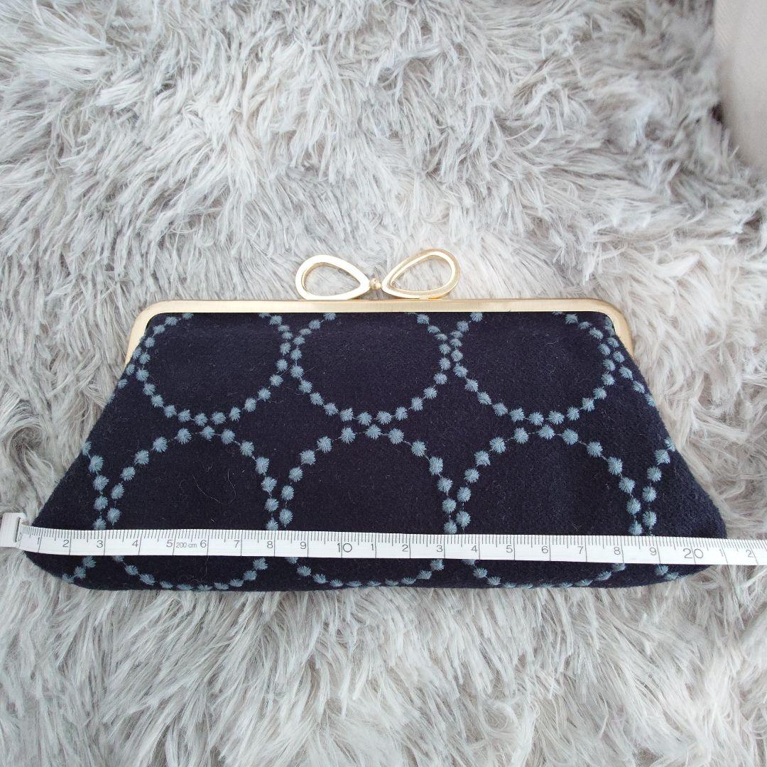 ミナペルホネン タンバリン柄 がま口長財布 ネイビー