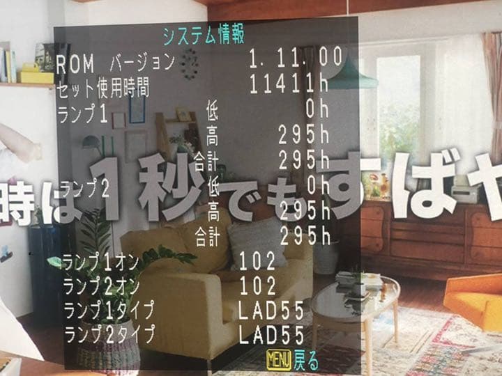 PANASONIC プロジェクター　TH-D5600 ランプ使用295時間