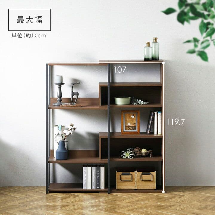 スライドオープンシェルフ ハイタイプ 収納 伸縮 ナチュラル つ352