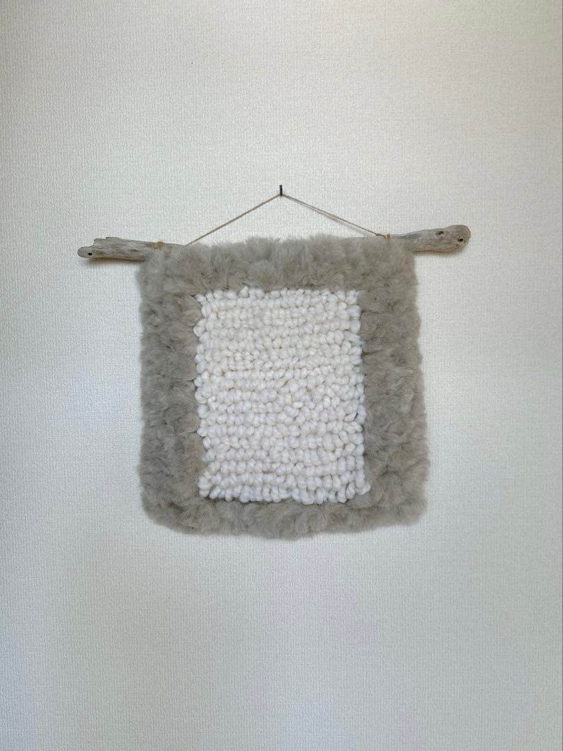 ［NEW］ハンドメイド 羊毛Tapestry Light gray×White