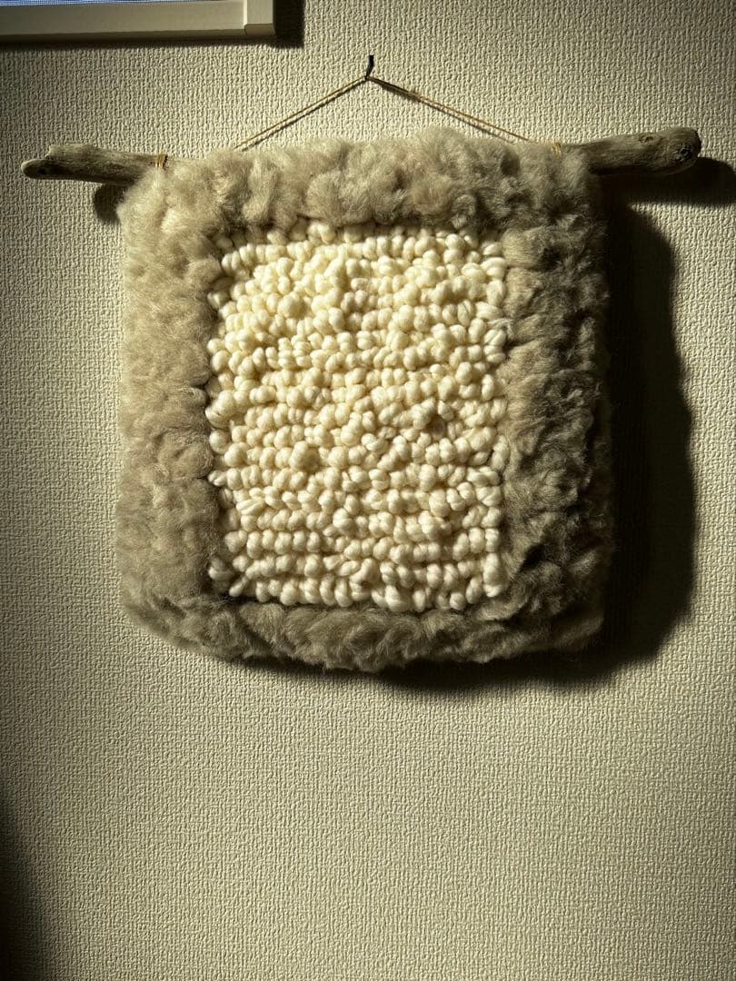 ［NEW］ハンドメイド 羊毛Tapestry Light gray×White