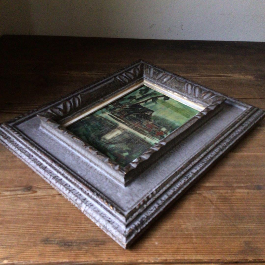 No3336額装　幸形栄治　風景画　板に油彩　1955年作　直筆サイン　送料無料