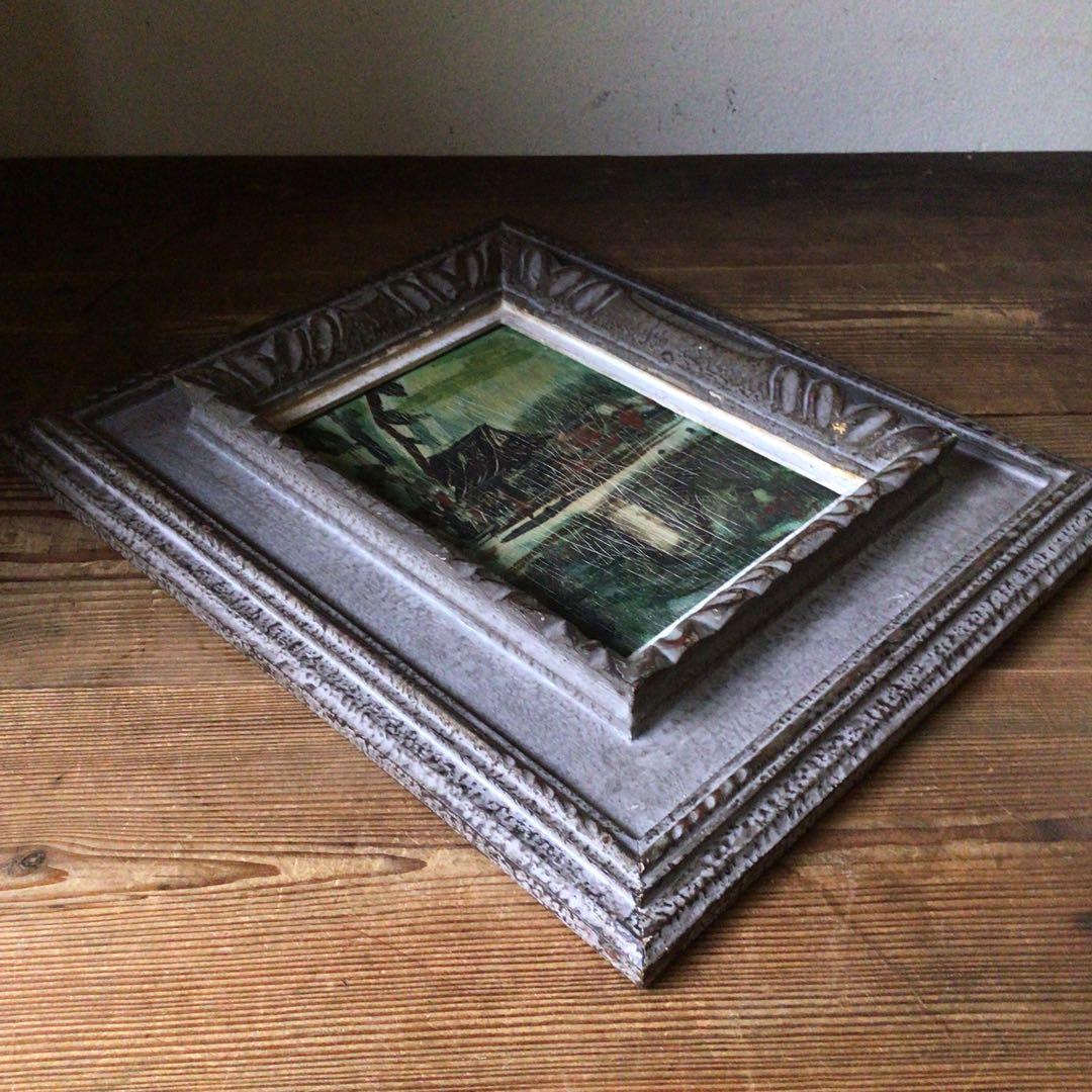 No3336額装　幸形栄治　風景画　板に油彩　1955年作　直筆サイン　送料無料