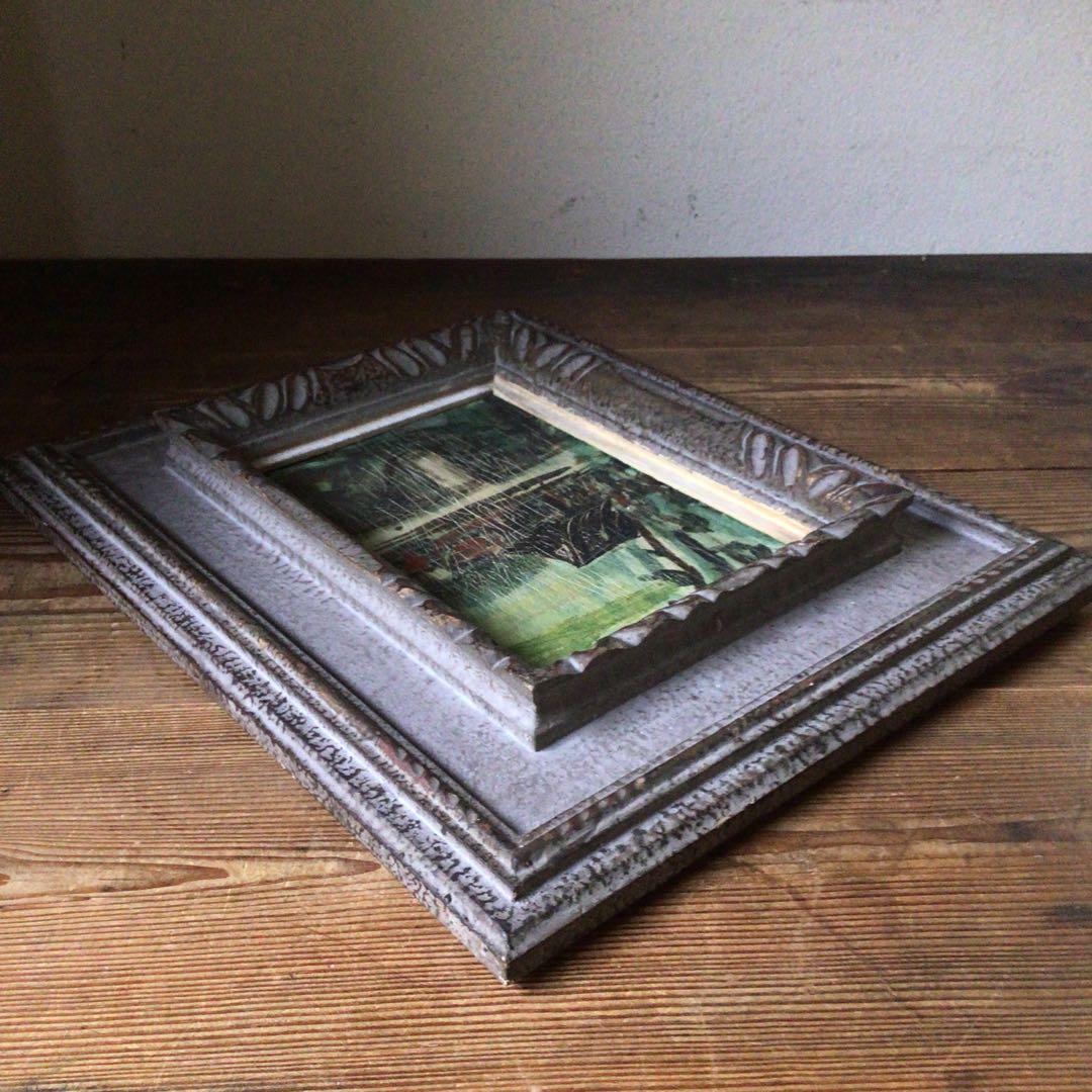 No3336額装　幸形栄治　風景画　板に油彩　1955年作　直筆サイン　送料無料