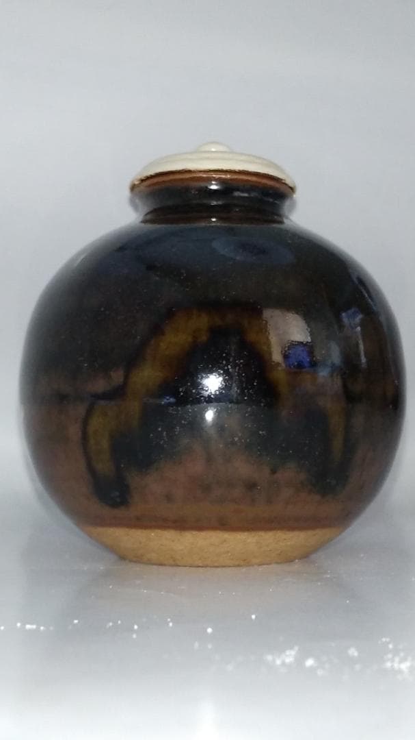 松本鉄山 松本鐵山 中興名物写 岩城文琳茶入 仕覆 浪花色白極緞子 共箱 新品