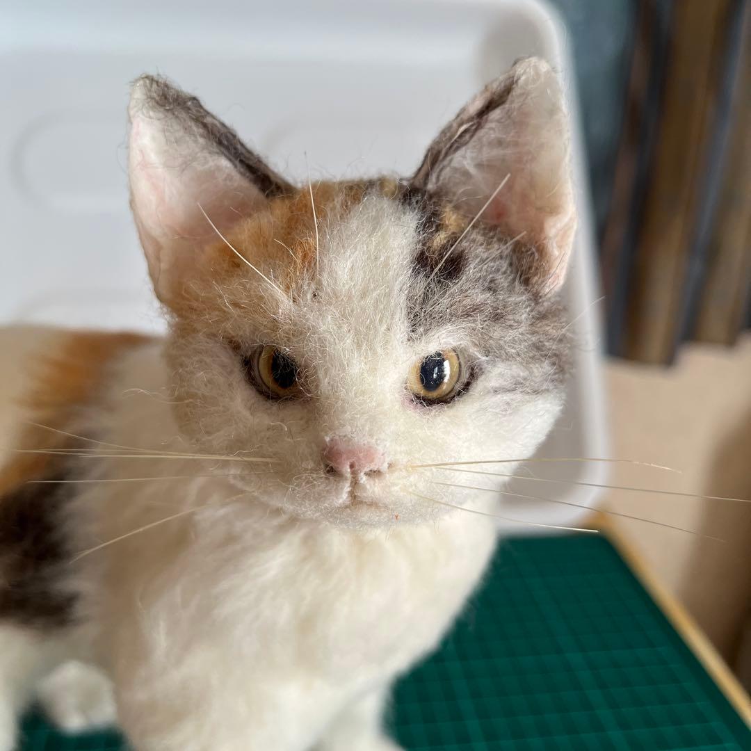 ♡MARIE♡プロフ必読です♪ 羊毛フェルト　猫　No.1 三毛