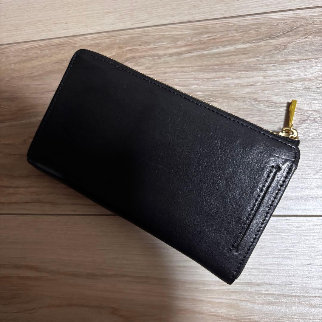 【値下】黒レザー長財布 ゴールドファスナー