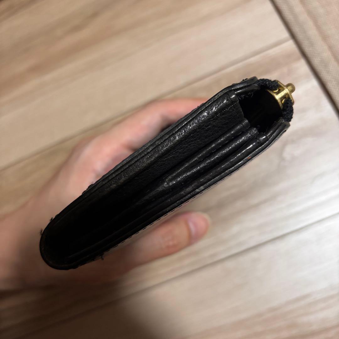 【値下】黒レザー長財布 ゴールドファスナー